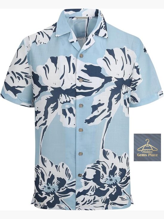 Other - Men's Linen Blend Short Sleeve Vintage Print Button Down Shirt
